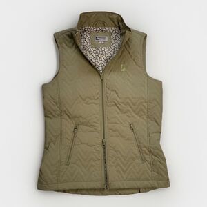 Riding Sport Vest Small Light Green Full Zip Pockets Horse Quilted Light Weight
